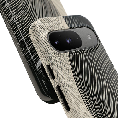 Beige Tough Phone Case for Google Pixel - Obsidian Cream Plume