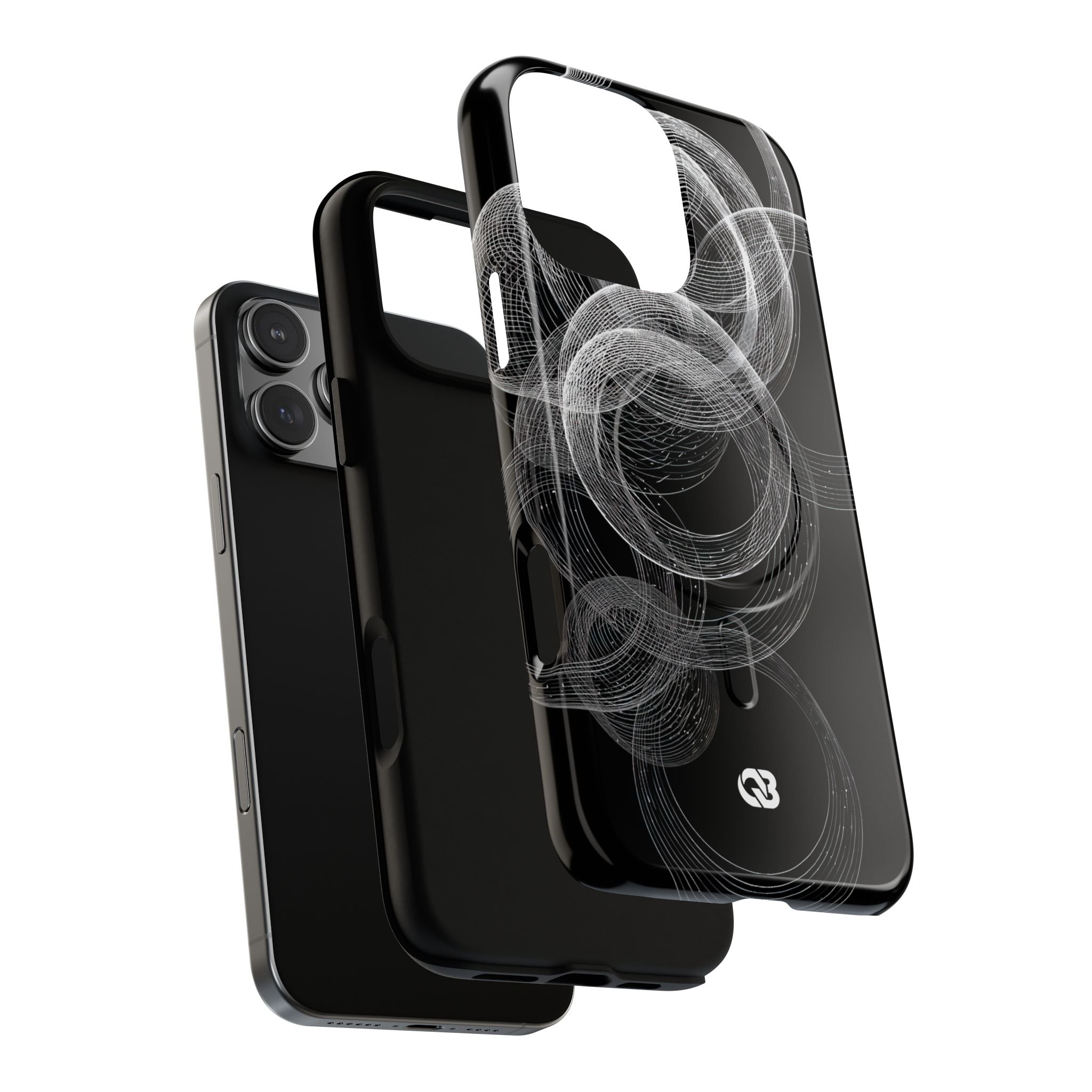 Black Tough 2.0 Magsafe Phone Case for iPhone - Kinetic Wireframe Orbit