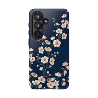 Blue Tough Phone Case for Samsung - Midnight Peach Sakura