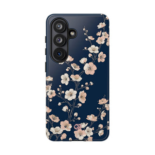 Blue Tough Phone Case for Samsung - Midnight Peach Sakura