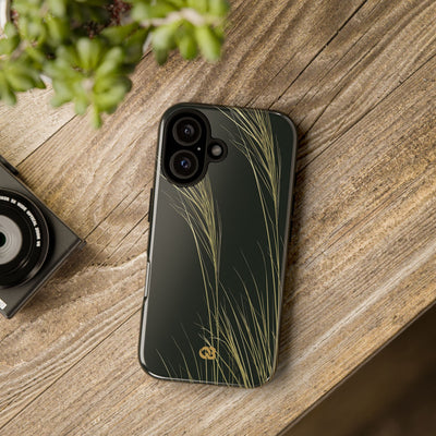 Green Tough Phone Case for iPhone - Midnight Gilded Grass
