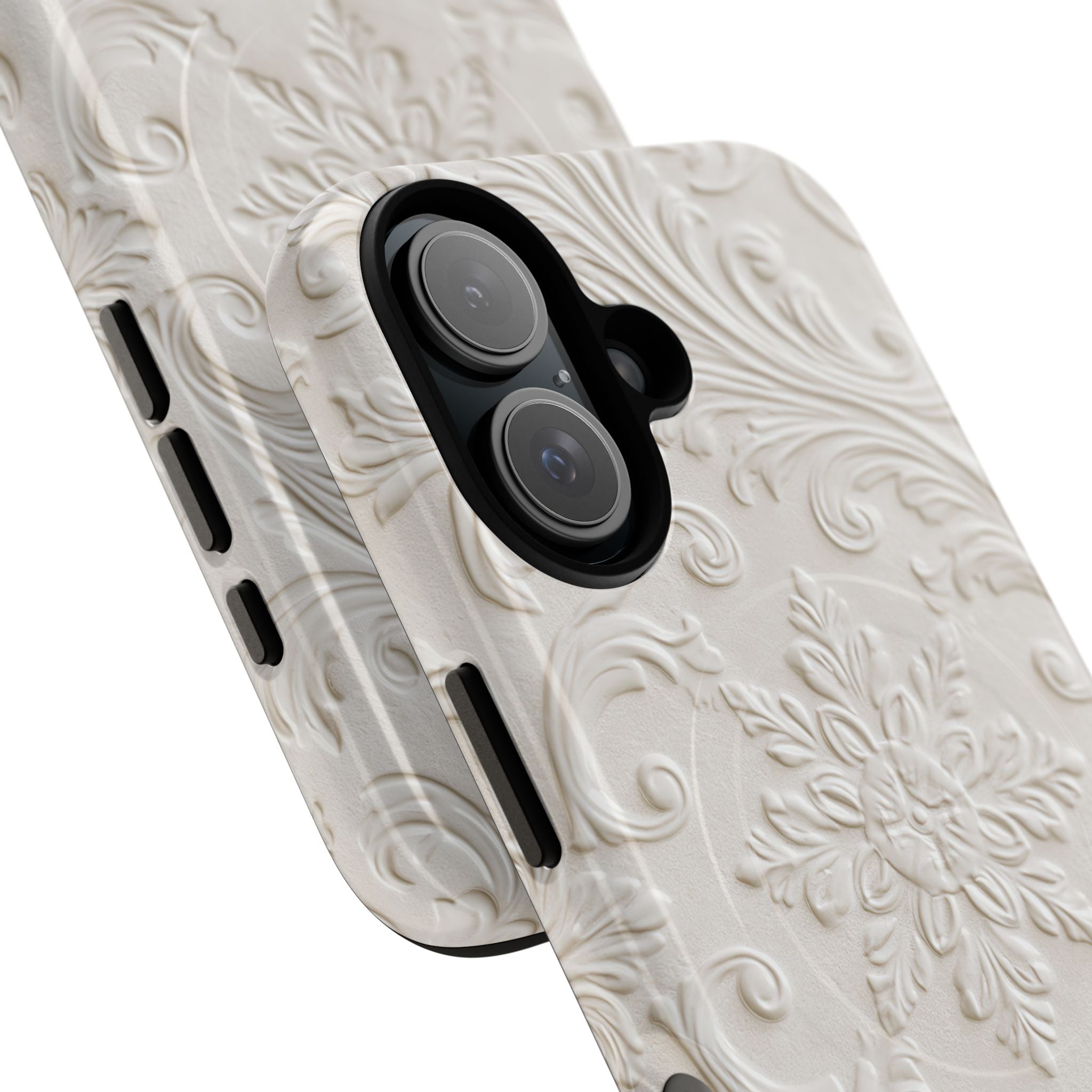 White Tough 2.0 Magsafe Phone Case for iPhone - Alabaster Floral Relief
