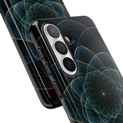 Blue Tough Phone Case for Samsung - Celestial Wireframe Bloom