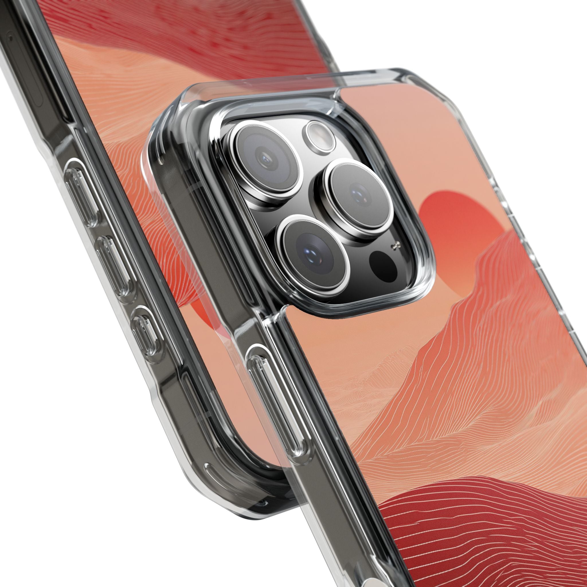 Red Impact MagSafe Phone Case for iPhone - Crimson Ridge Lines