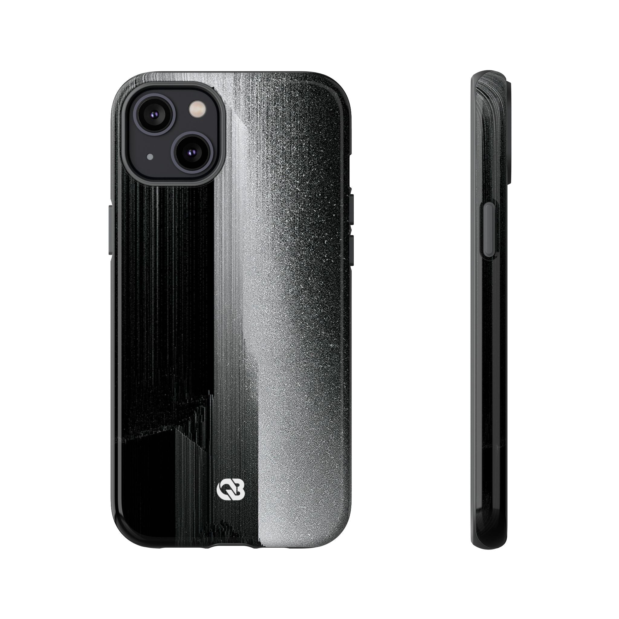 Black Tough Phone Case for iPhone - Brutalist Pixel Monolith