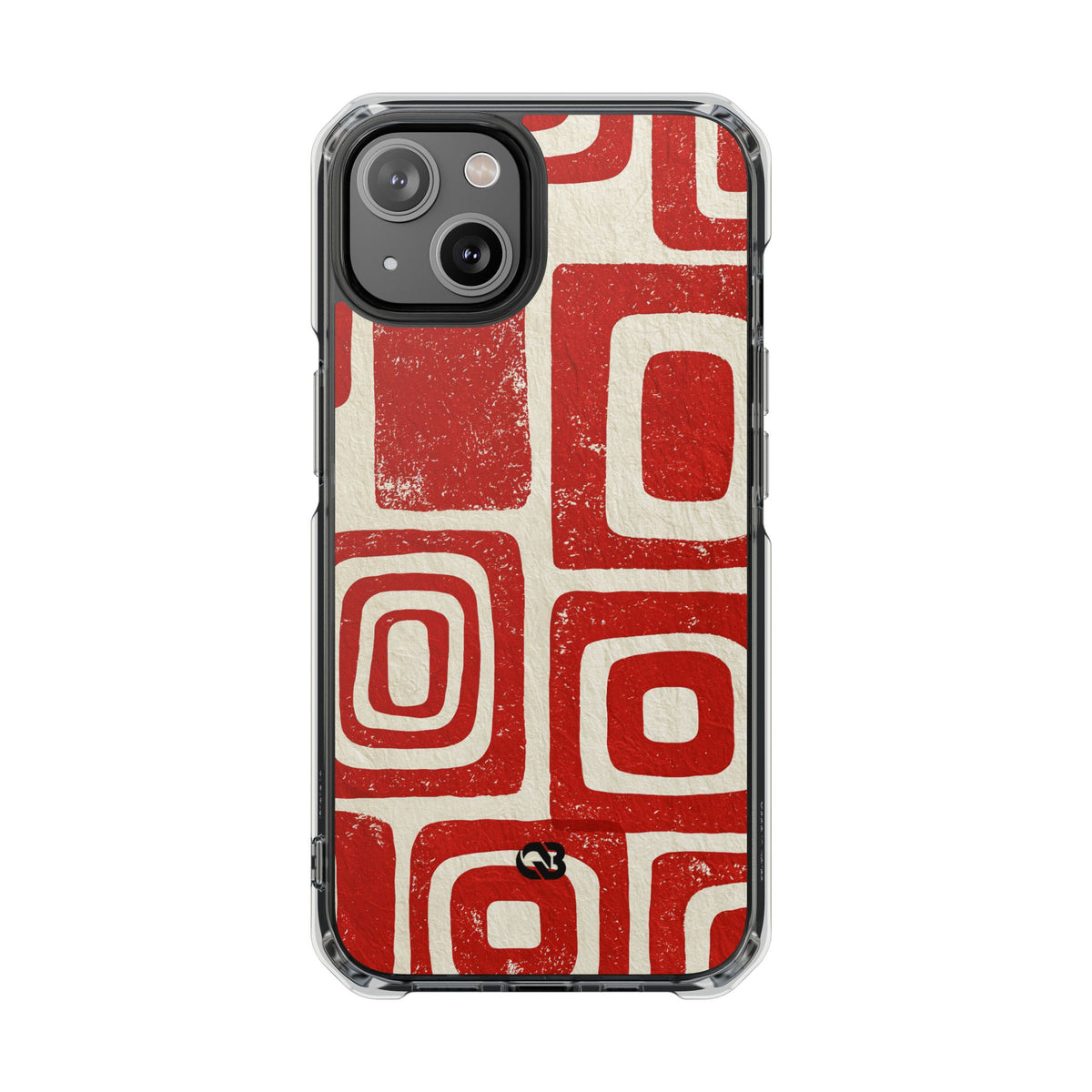 Vermilion Block Motif · Clear Impact Magnetic Phone Case for iPhone · Red