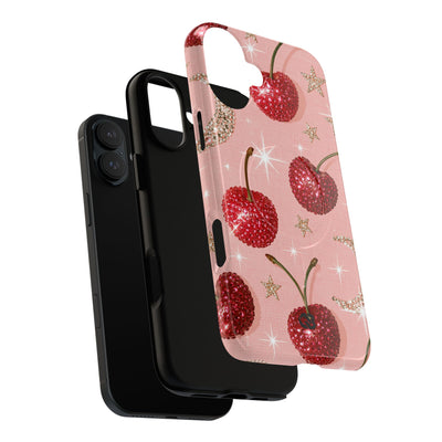 Bedazzled Ruby Cherries · Tough 2.0 Magnetic Phone Case for iPhone · Pink