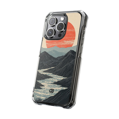 Beige Impact MagSafe Phone Case for iPhone - Crimson Ridge Flow