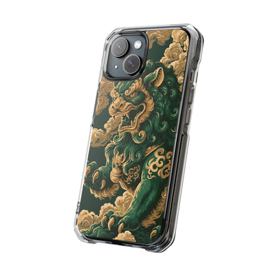 Imperial Guardian Lion · Clear Impact Magnetic Phone Case for iPhone · Green