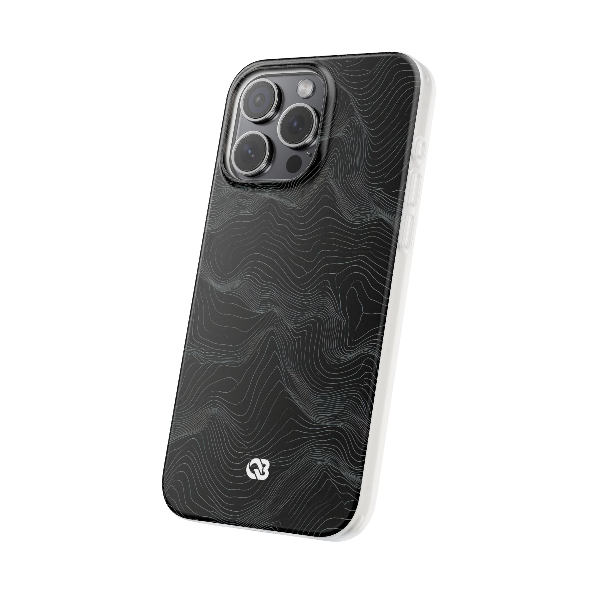 Black Lite Phone Case for iPhone - Obsidian Topo Wireframe