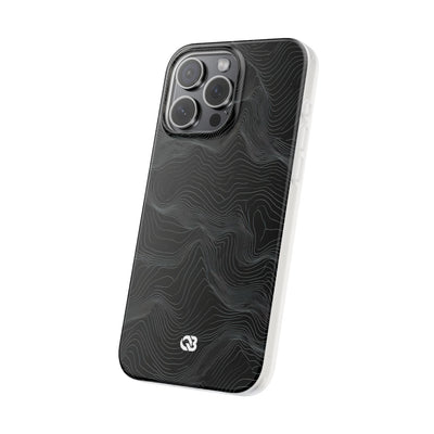 Black Lite Phone Case for iPhone - Obsidian Topo Wireframe
