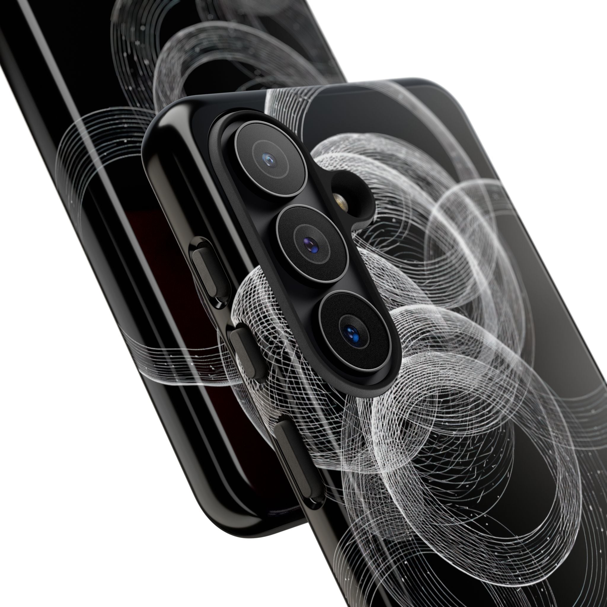 Black Tough Phone Case for Samsung - Kinetic Wireframe Orbit