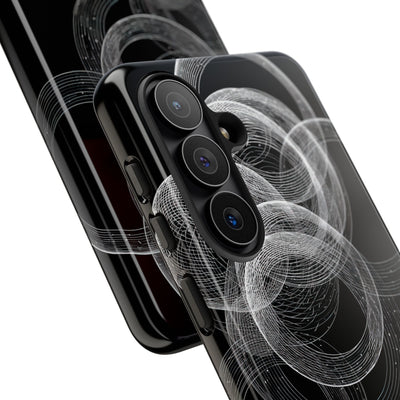 Black Tough Phone Case for Samsung - Kinetic Wireframe Orbit