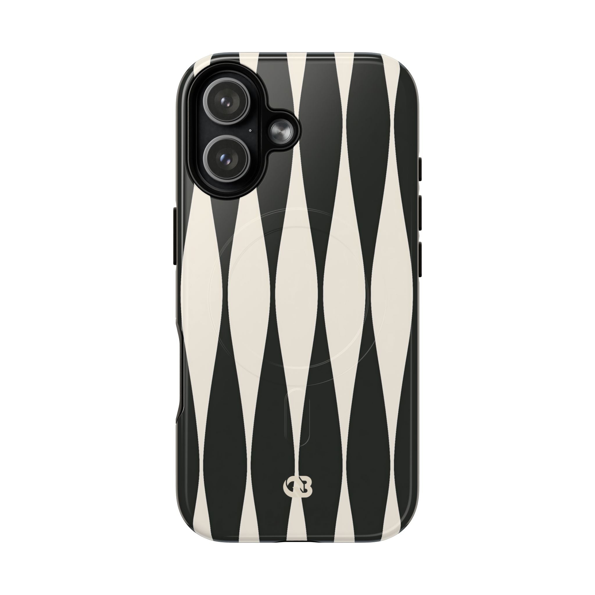 Black Tough 2.0 Magsafe Phone Case for iPhone - Ivory Spindle Grid