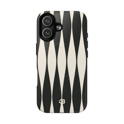 Black Tough 2.0 Magsafe Phone Case for iPhone - Ivory Spindle Grid