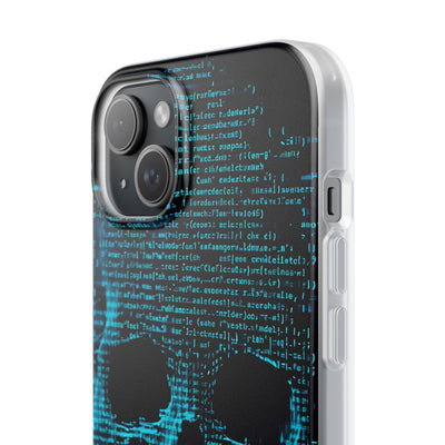 Cyan Glitch Skull · Soft Phone Case for iPhone