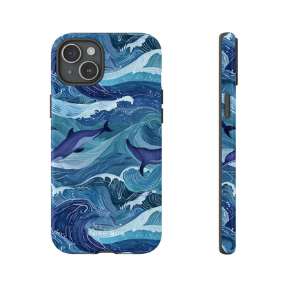 Dolphin Waves iPhone 15 Plus Cover - Tough