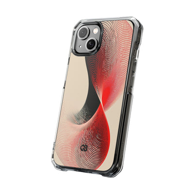 Red Impact MagSafe Phone Case for iPhone - Crimson Grid Vortex