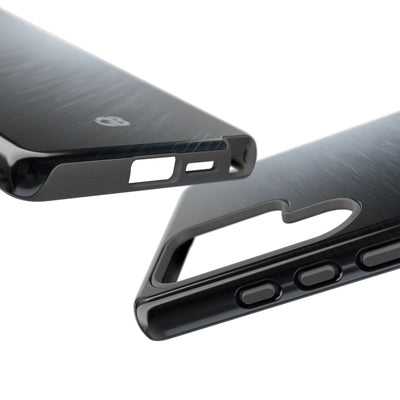 Grey Tough Phone Case for Samsung - Charcoal Brushed Steel