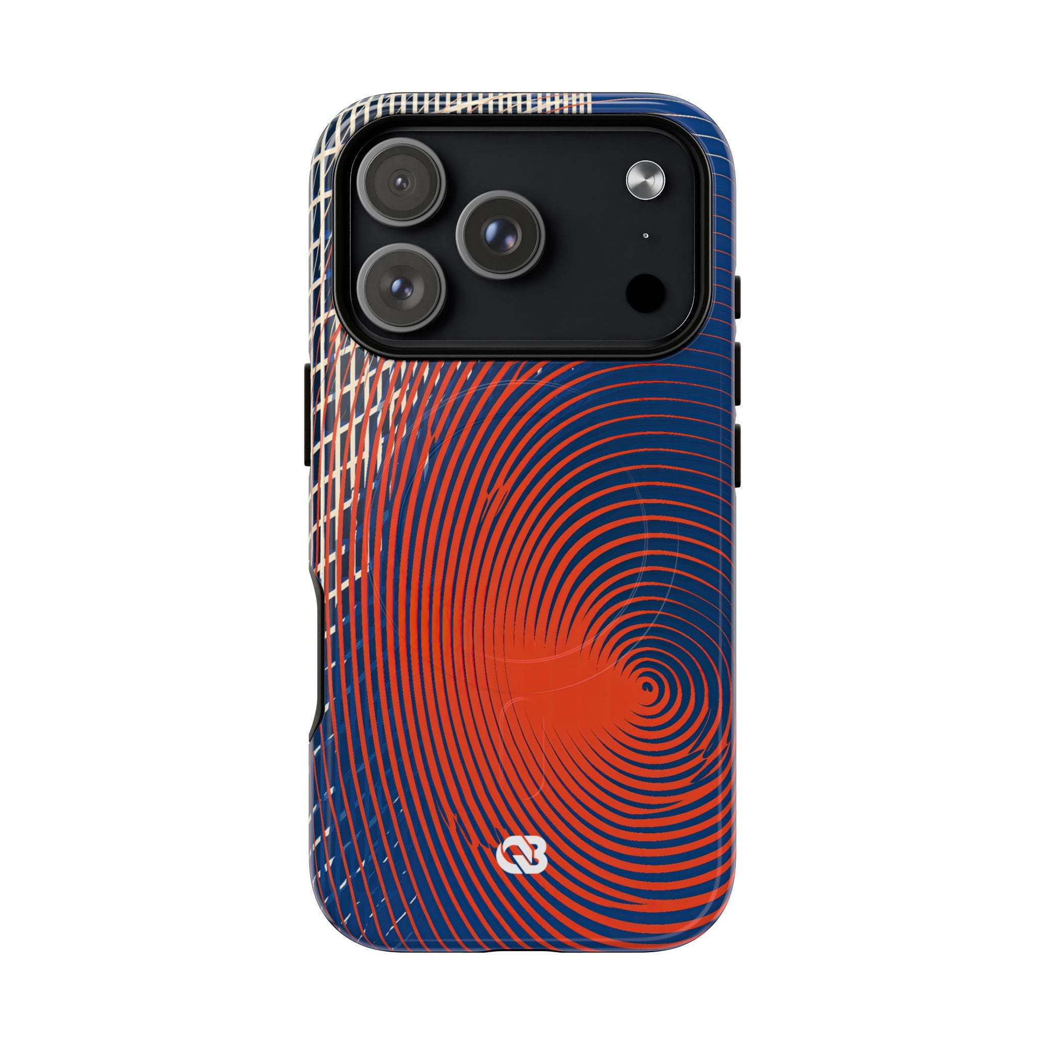 Blue Tough 2.0 Magsafe Phone Case for iPhone - Orange Orbit Grid