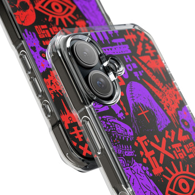 Underground Cyber Glyphs · Clear Impact Magnetic Phone Case for iPhone · Black