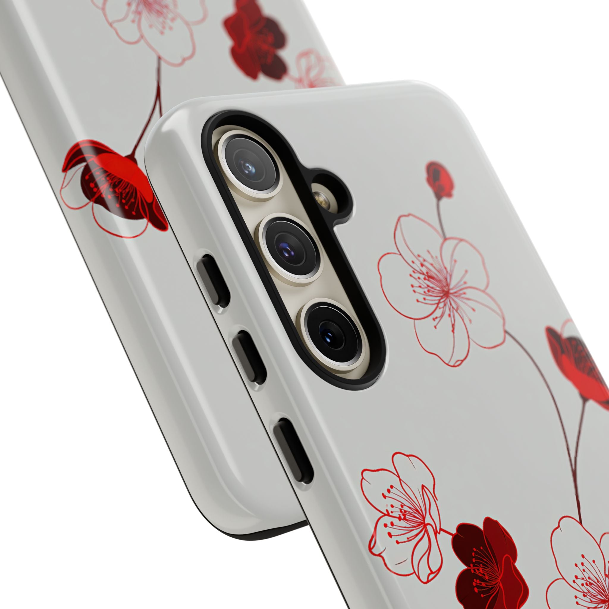 Red Tough Phone Case for Samsung - Kyoto Ember Bloom