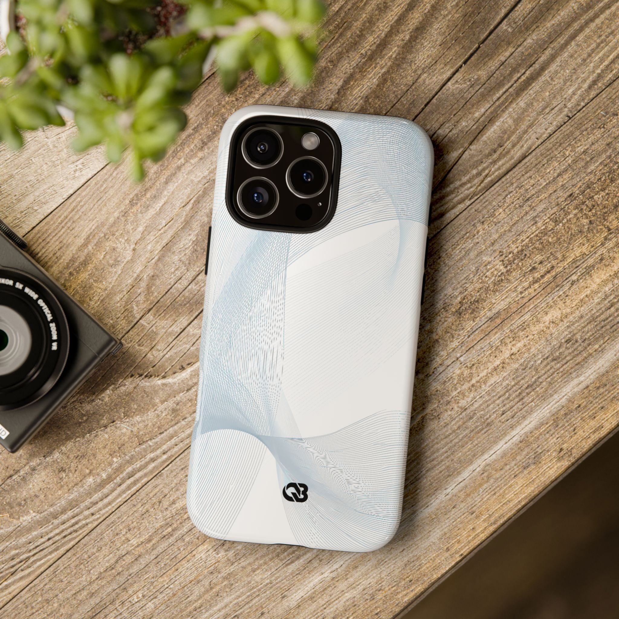 White Tough Phone Case for iPhone - Arctic Line Current