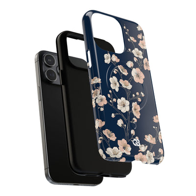 Midnight Plum Blossom · Tough 2.0 Magnetic Phone Case for iPhone · Blue