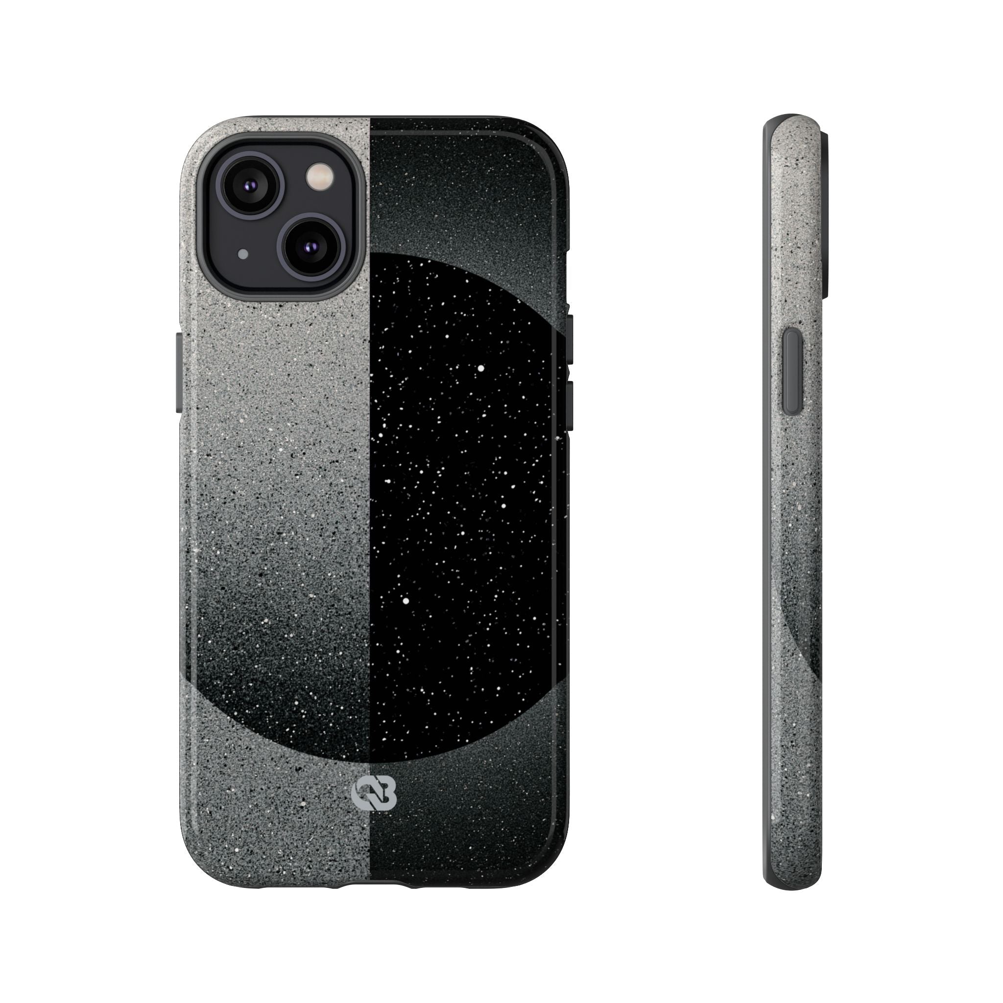 Black Tough Phone Case for iPhone - Lunar Static Orbit