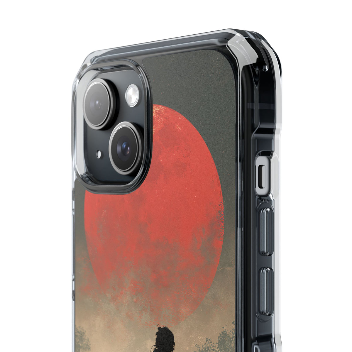 Crimson Moon Ronin · Clear Impact Magnetic Phone Case for iPhone · Red
