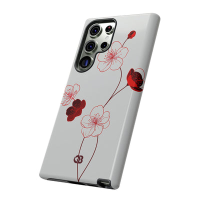 Red Tough Phone Case for Samsung - Kyoto Ember Bloom