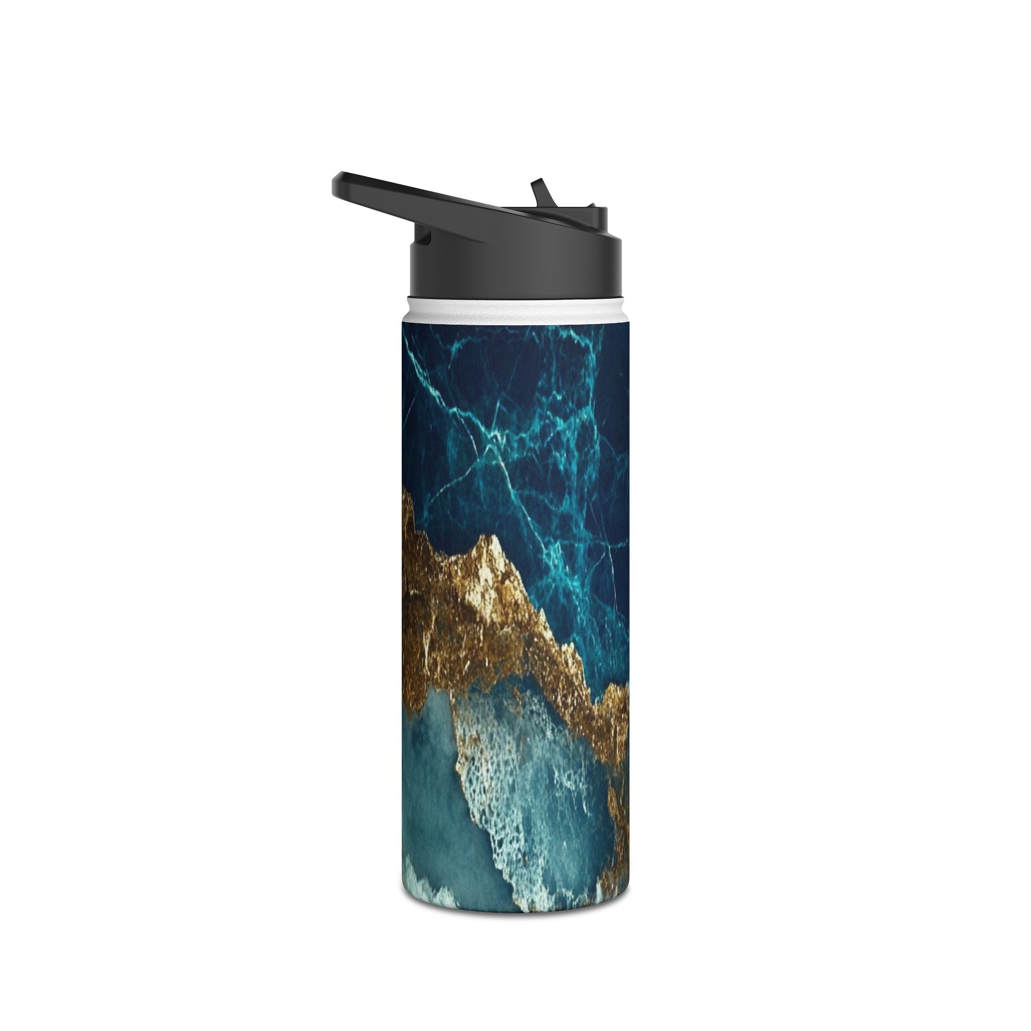 Golden Fracture Teal - Stainless Steel Water Bottle