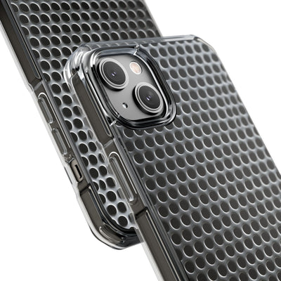 Brushed Perforated Steel · Clear Impact Magnetic Phone Case for iPhone ·  Silver