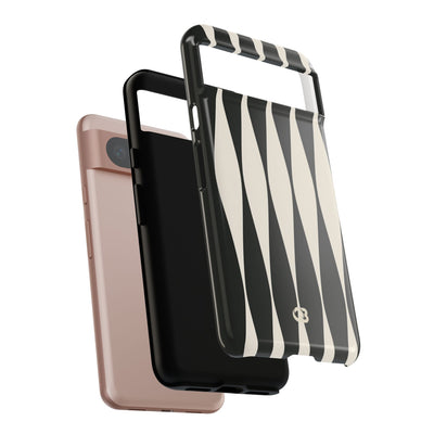 Black Tough Phone Case for Google Pixel - Ivory Spindle Grid