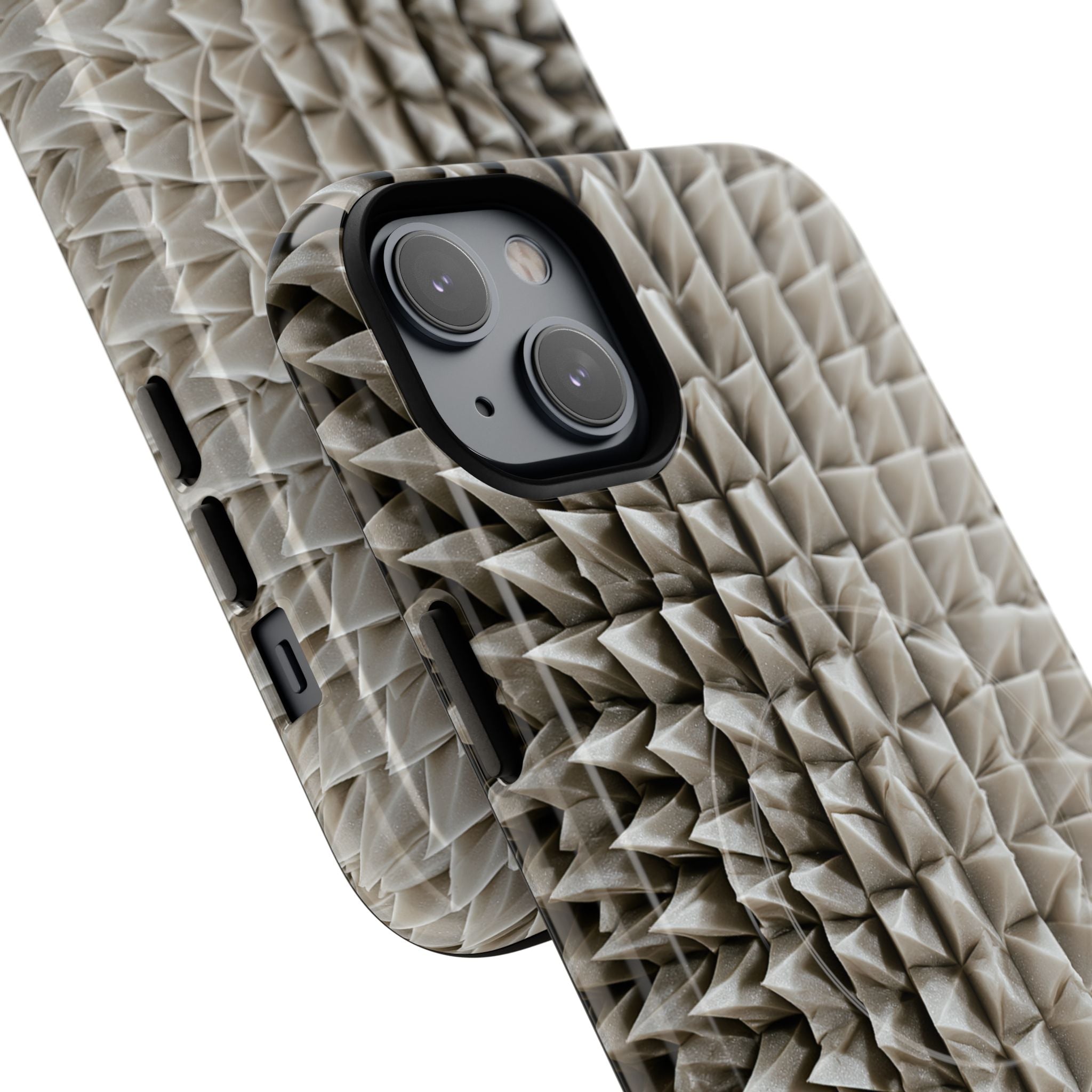 Beige Tough 2.0 Magsafe Phone Case for iPhone - Bone Spiked Grid