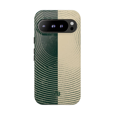 Green Tough Phone Case for Google Pixel - Evergreen Split Grain