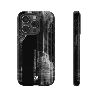 Black Tough Phone Case for iPhone - Ghost Urban Wireframe