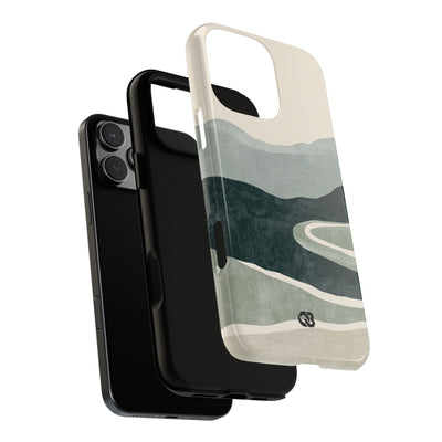 Green Tough Phone Case for iPhone - Misty Sage Valley