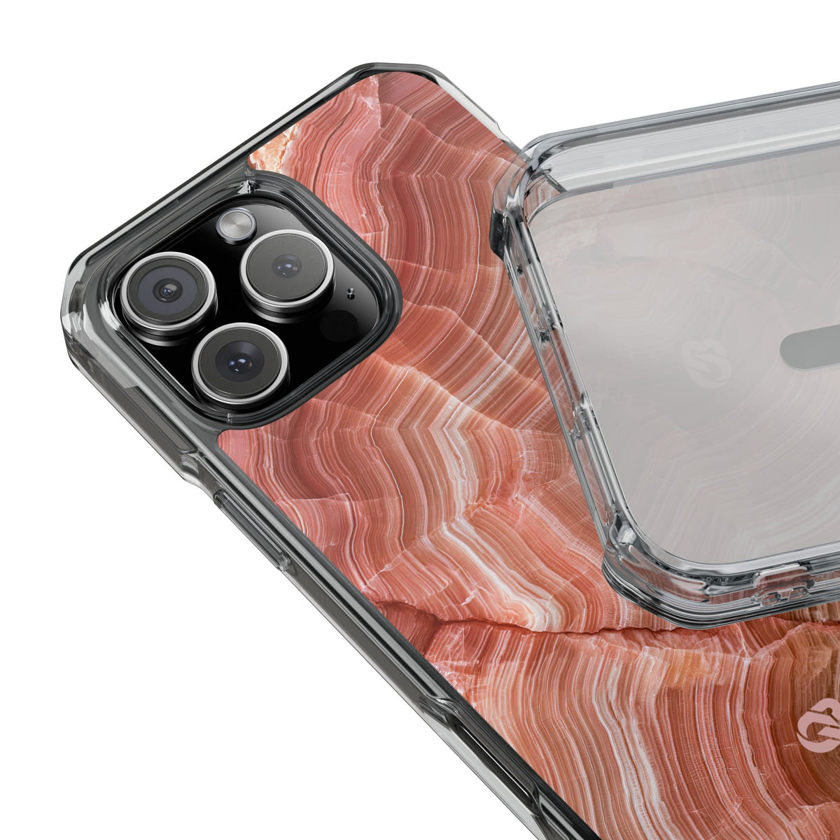 Blushing Rose Strata · Clear Impact Magnetic Phone Case for iPhone · Pink