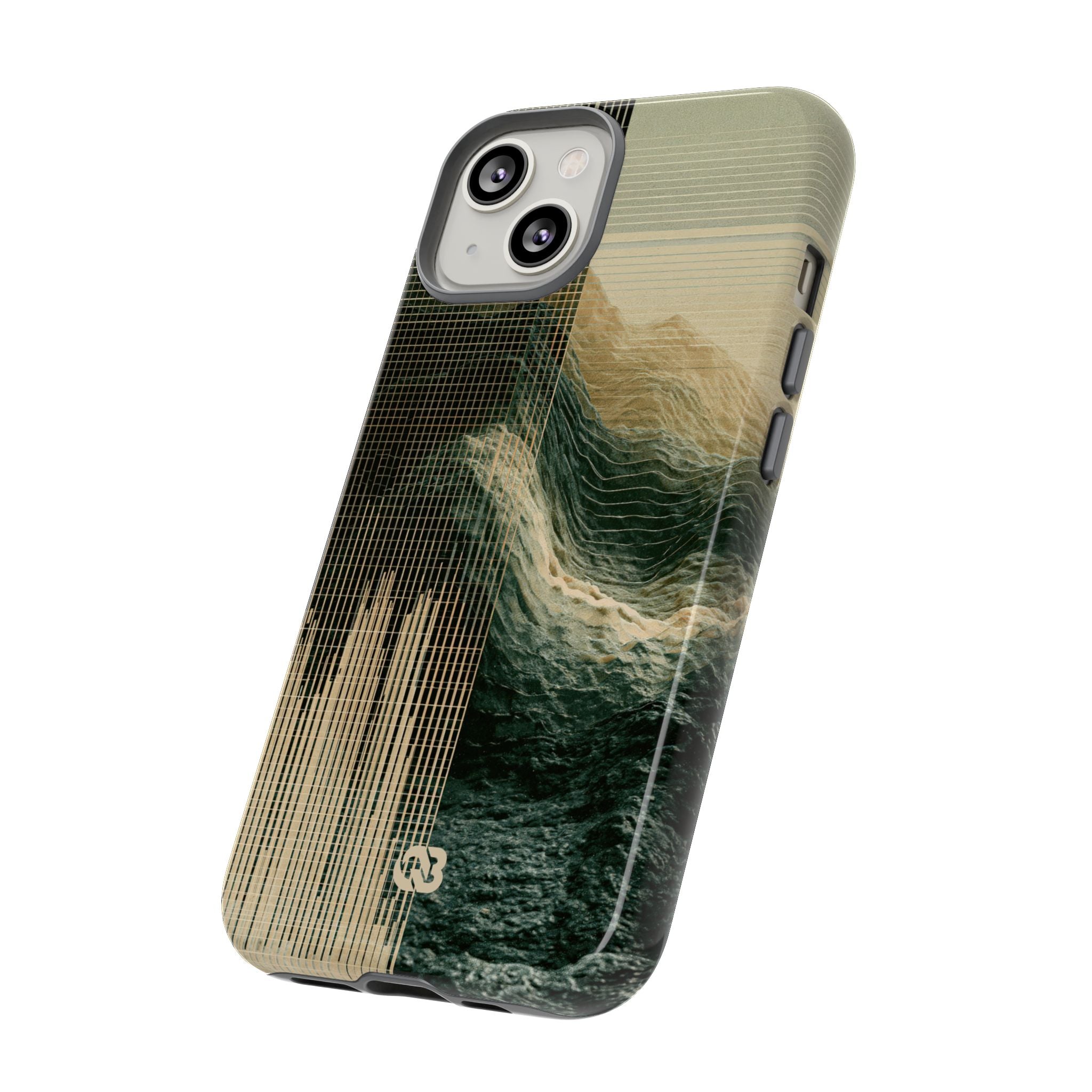 Beige Tough Phone Case for iPhone - Veridian Data Ridge