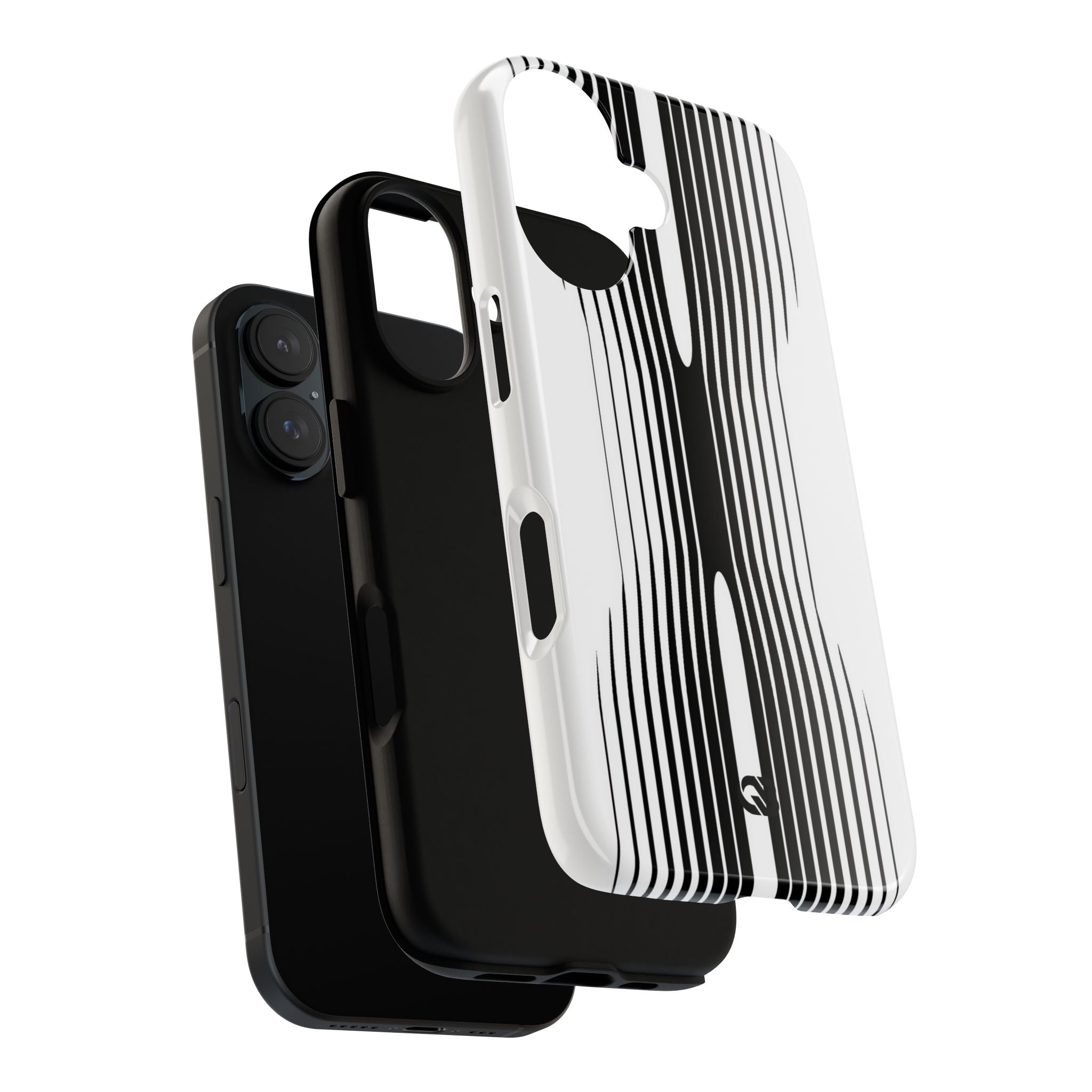 White Tough Phone Case for iPhone - Kinetic Mono Distortion