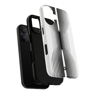 White Tough Phone Case for iPhone - Kinetic Mono Distortion