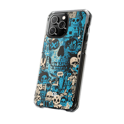 Electric Skull Graffiti · Clear Impact Magnetic Phone Case for iPhone · Blue