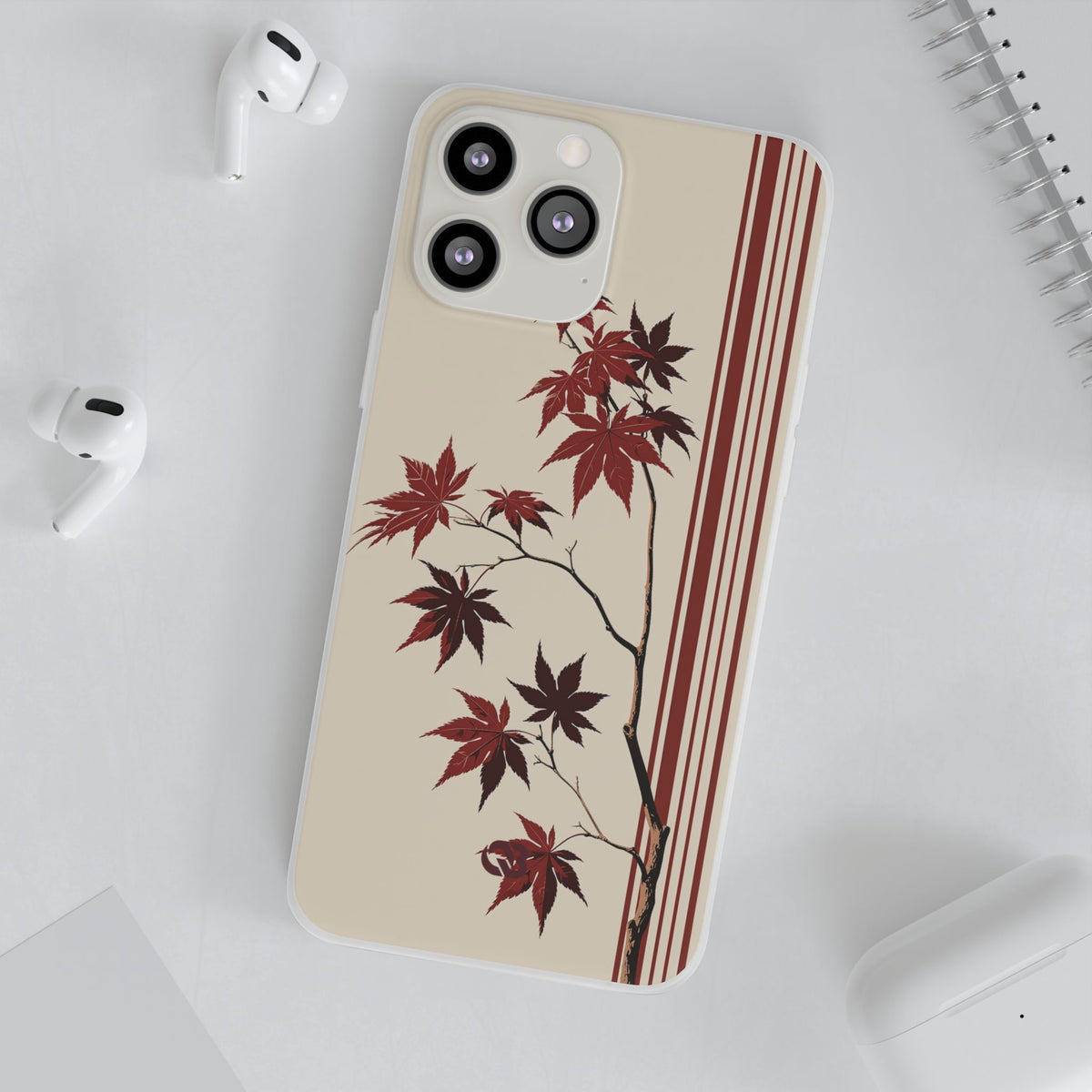 Crimson Maple Branch · Lite Phone Case for iPhone ·  Beige