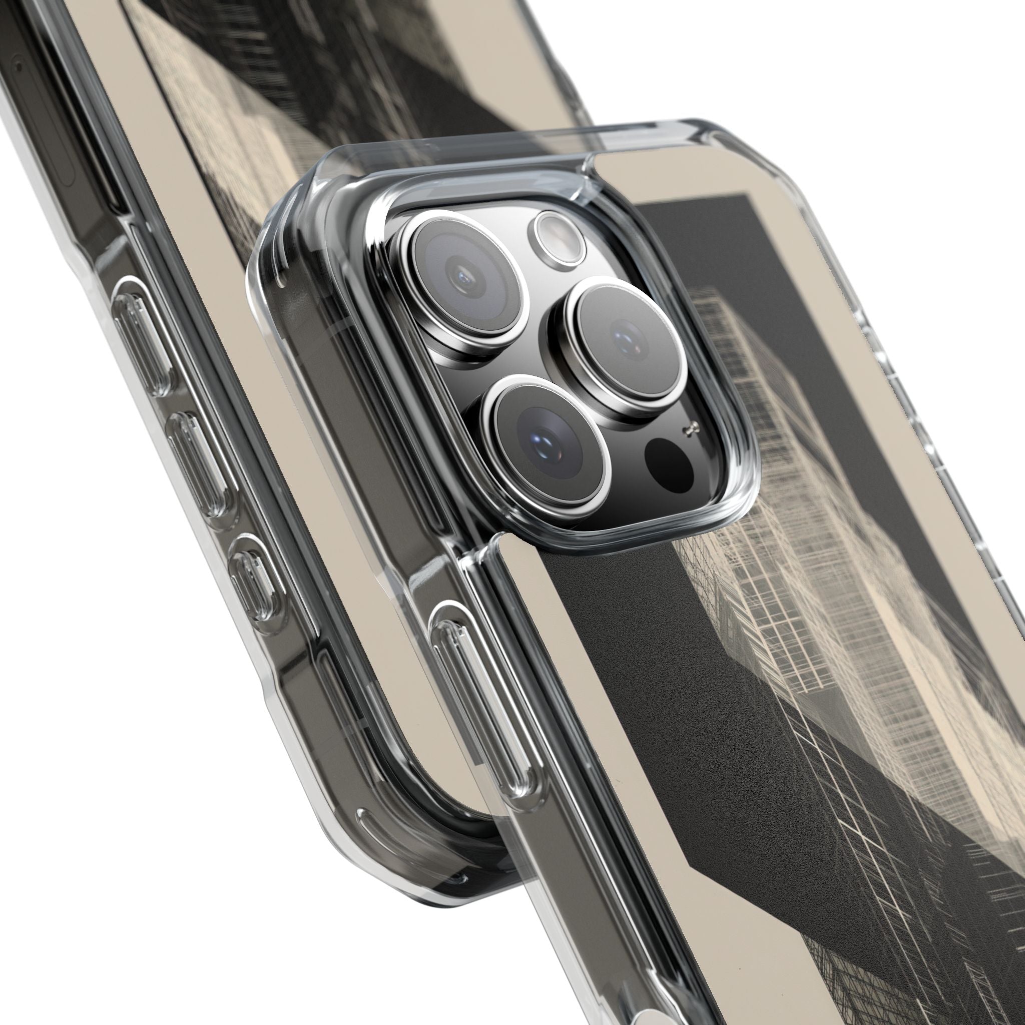Beige Impact MagSafe Phone Case for iPhone - Monolith Urban Grid