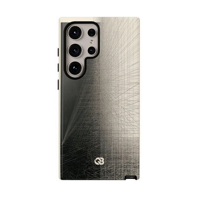 Beige Tough Phone Case for Samsung - Brutalist Graphite Grid