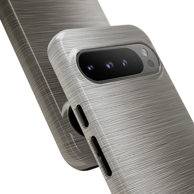Grey Tough Phone Case for Google Pixel - Brushed Industrial Steel