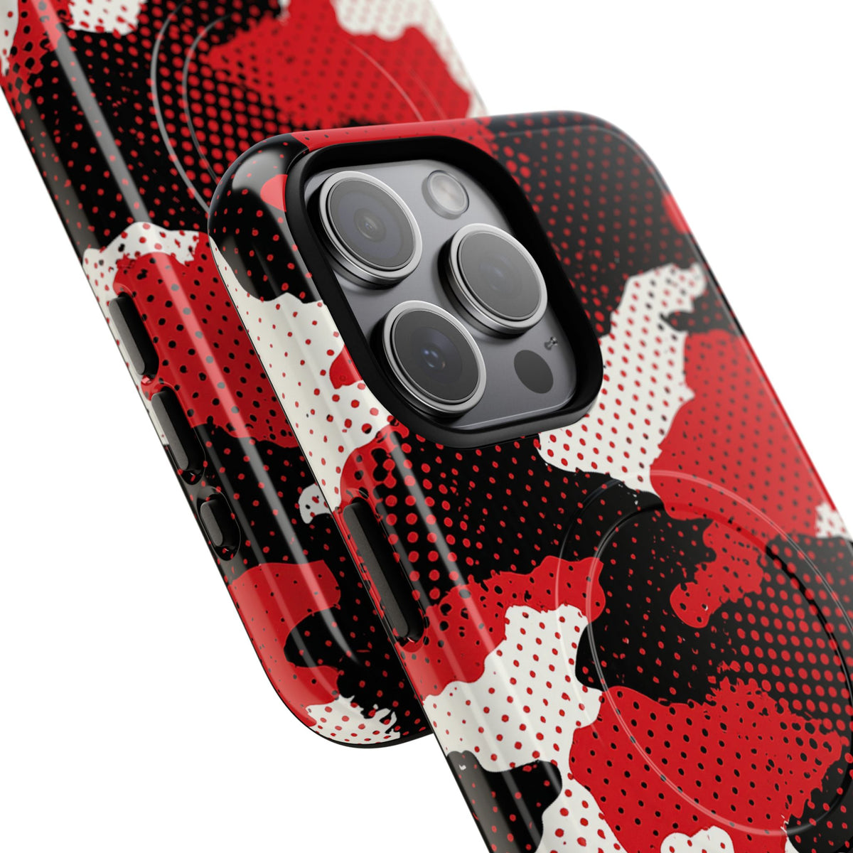 Crimson Halftone Camo · Tough 2.0 Magnetic Phone Case for iPhone · Red