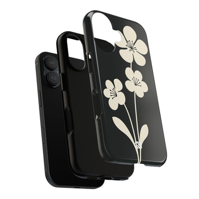 Black Tough Phone Case for iPhone - Obsidian Cream Bloom