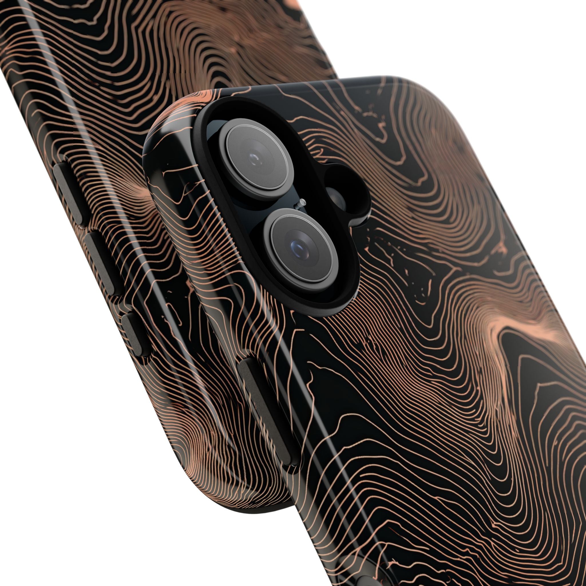 Orange Tough Phone Case for iPhone - Salmon Ridge Topo